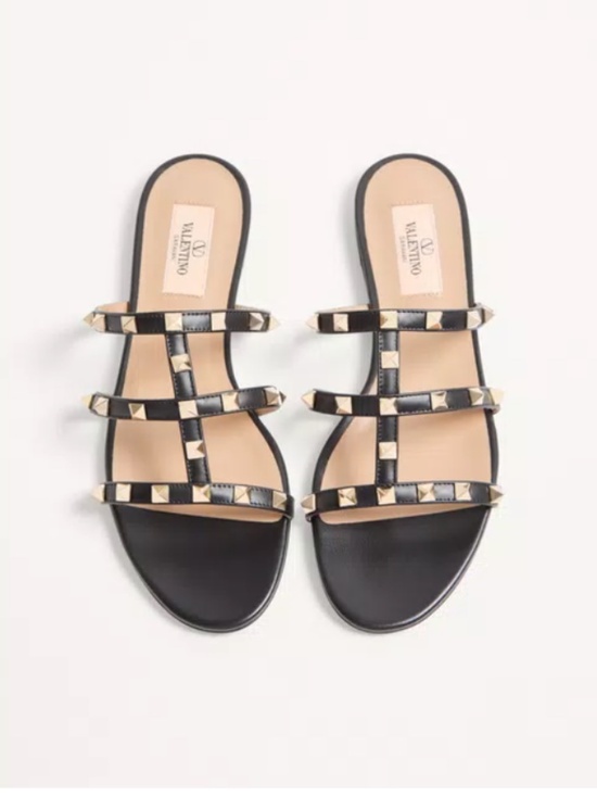 Valentino Garavani Shoes - Authentic Valentino Garavani Rockstud Caged Flat Sandals Black Women's 36.5